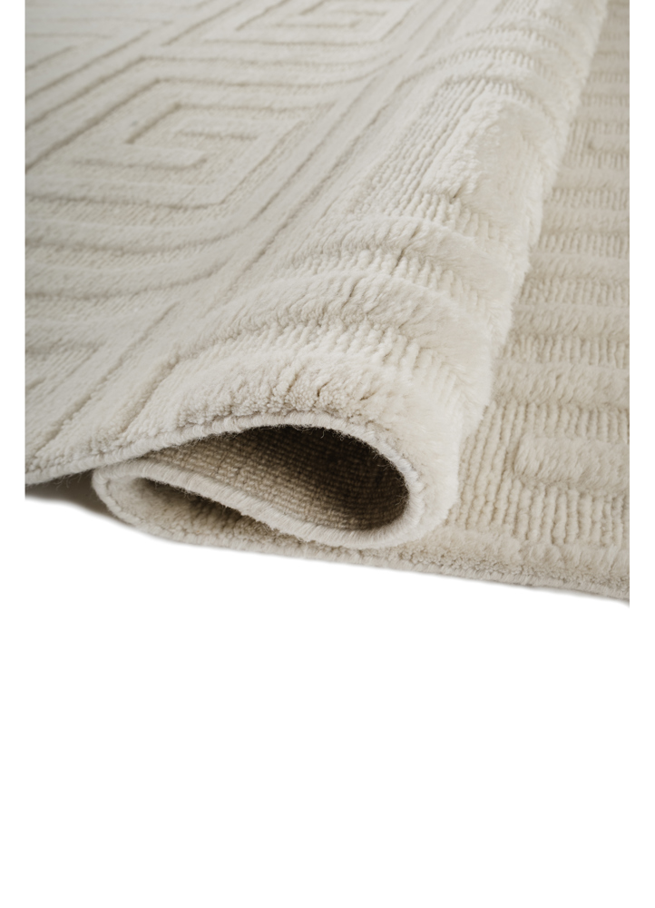 zuri ivory wool hand knotted Rug - FloorShot