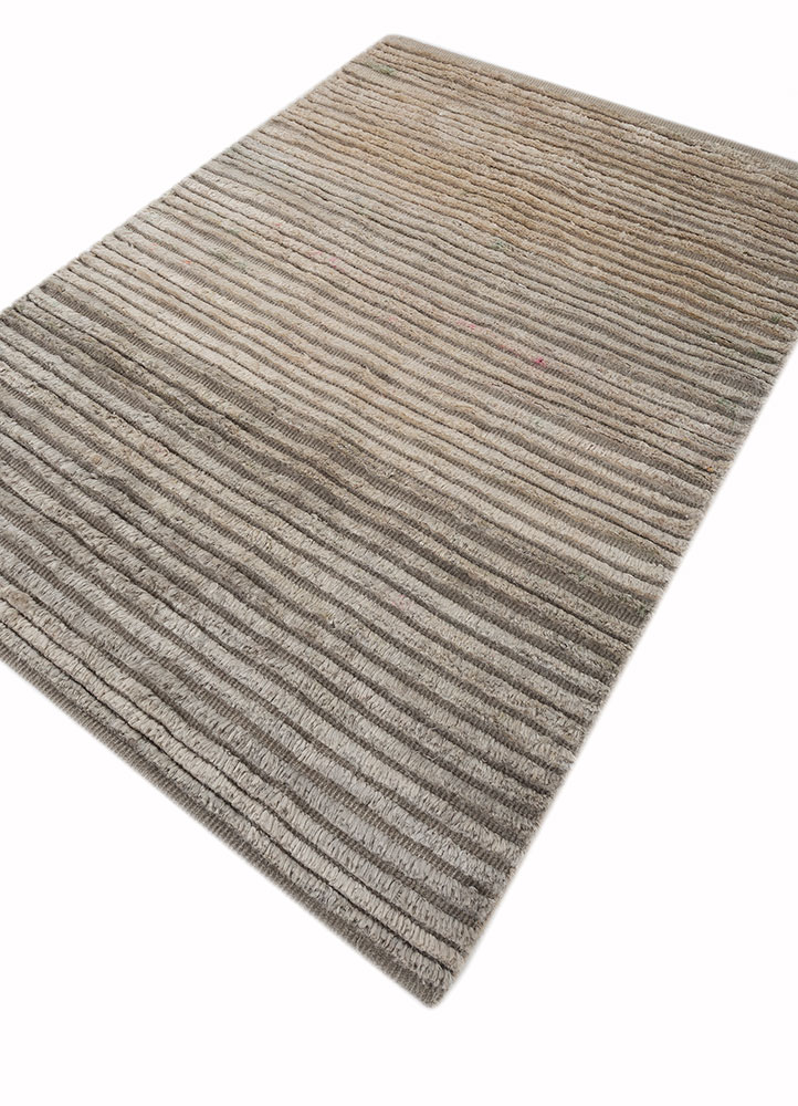 azalea ivory wool and silk hand knotted Rug - FloorShot