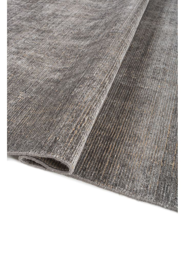 saga grey and black bamboo silk hand loom Rug - FloorShot