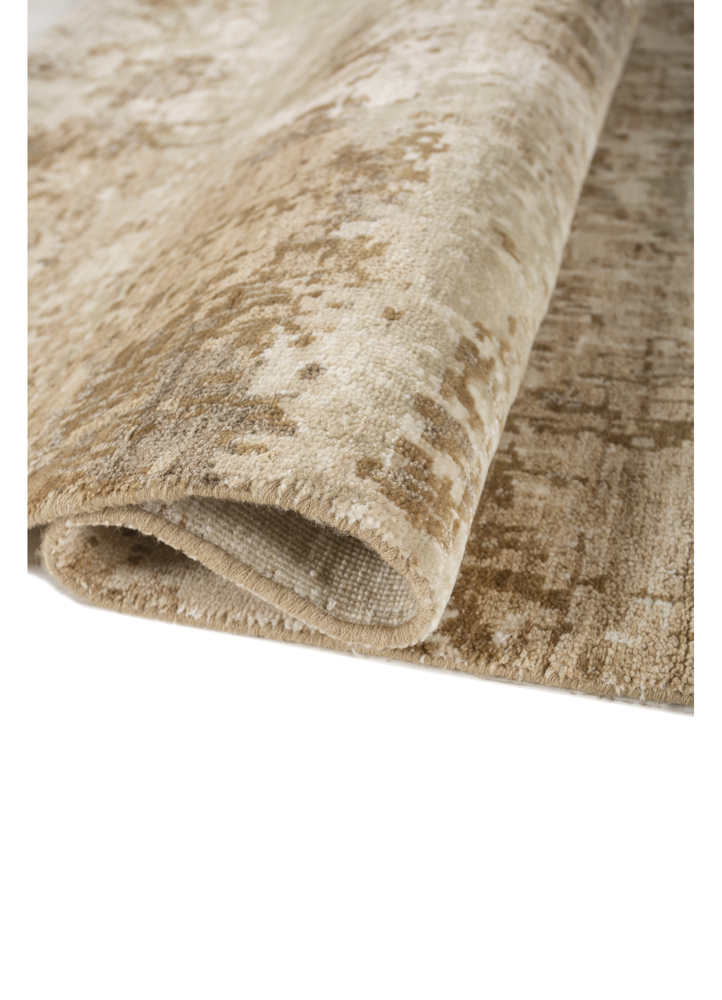entropy beige and brown wool and silk hand knotted Rug - FloorShot