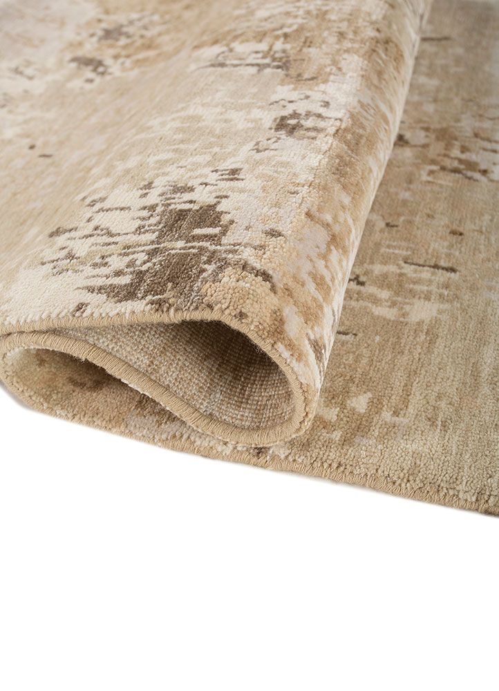 entropy gold wool and silk hand knotted Rug - FloorShot