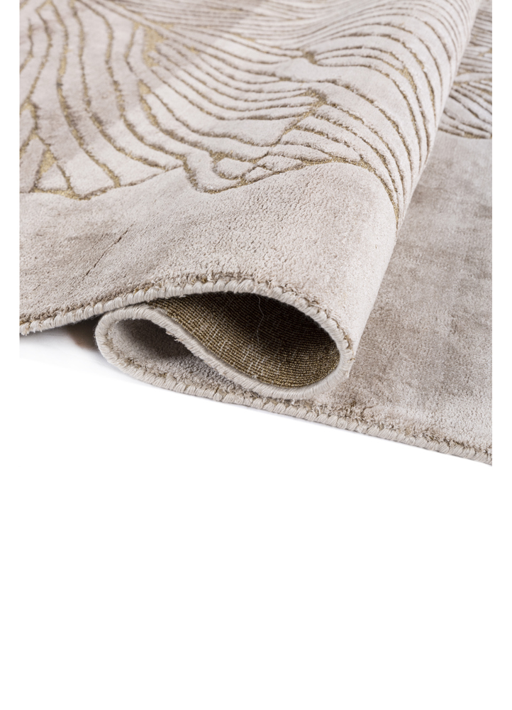azalea gold bamboo silk and zari hand loom Rug - FloorShot