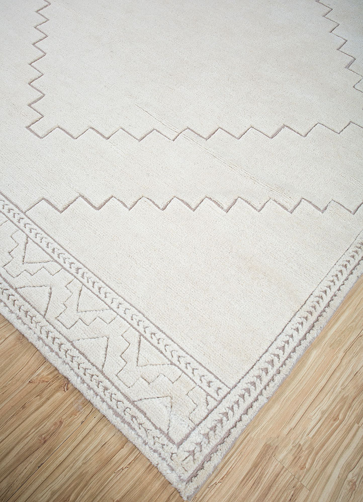 zuri ivory wool hand knotted Rug - FloorShot