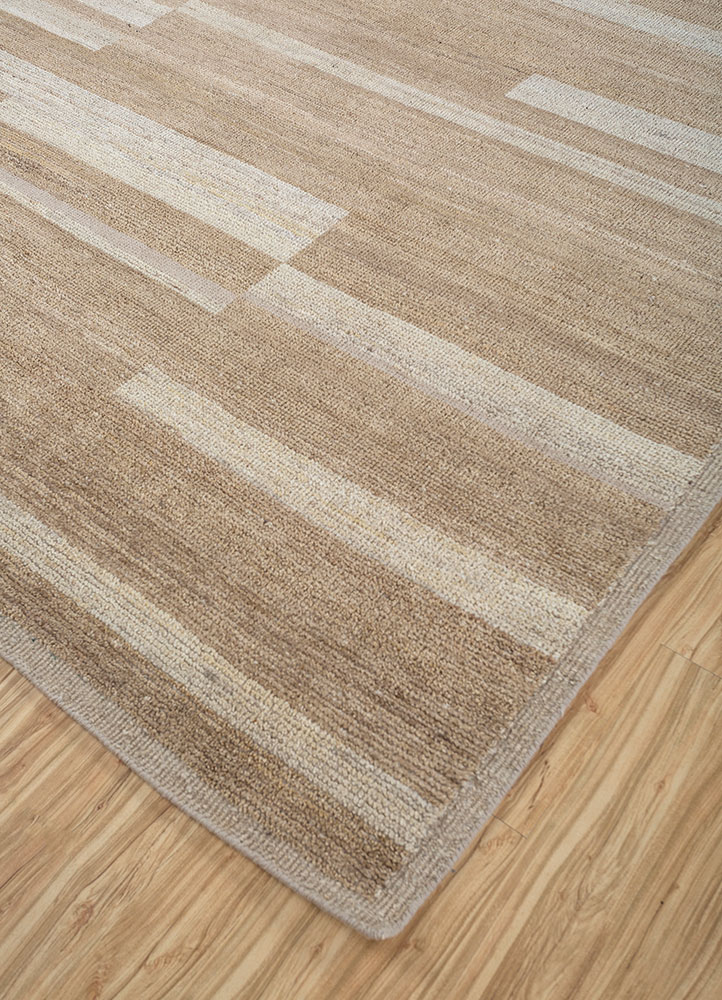 manifest beige and brown afghan wool hand knotted Rug - FloorShot