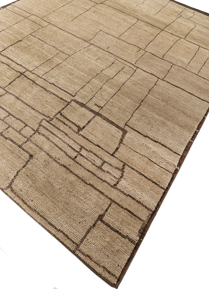 manifest gold afghan wool hand knotted Rug - FloorShot