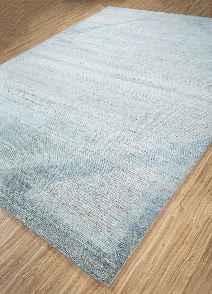 manifest blue afghan wool hand knotted Rug - FloorShot