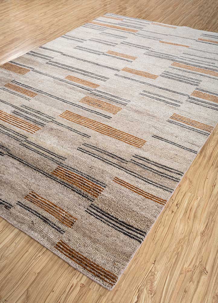 manifest beige and brown afghan wool hand knotted Rug - FloorShot