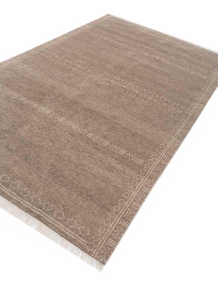 thyme beige and brown afghan wool hand knotted Rug - FloorShot