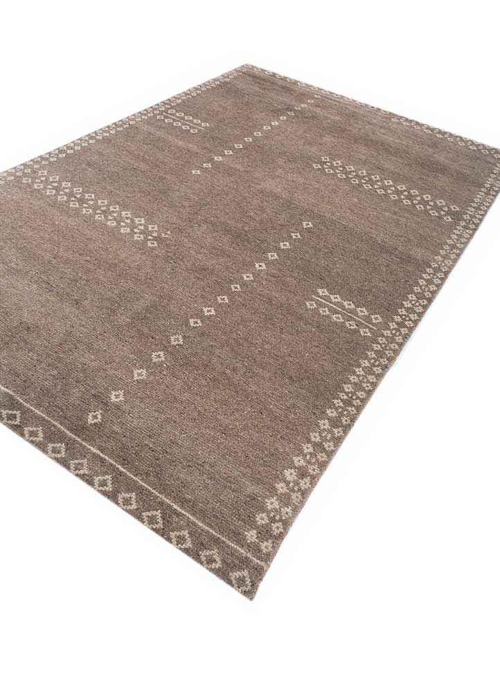 thyme beige and brown afghan wool hand knotted Rug - FloorShot