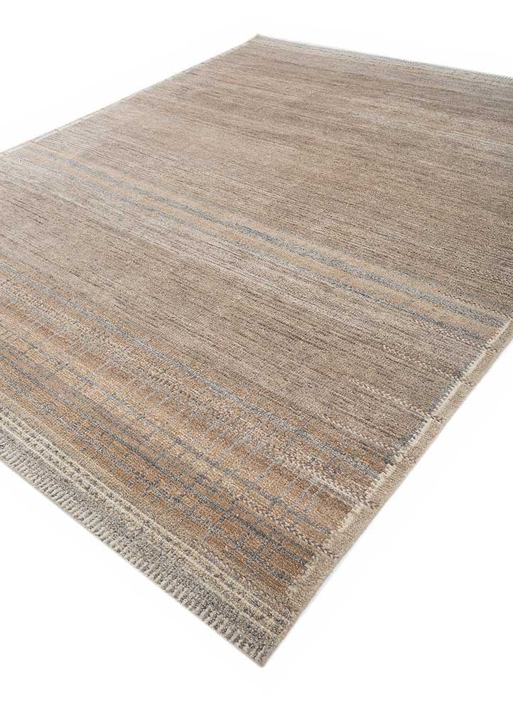 manifest beige and brown afghan wool hand knotted Rug - FloorShot