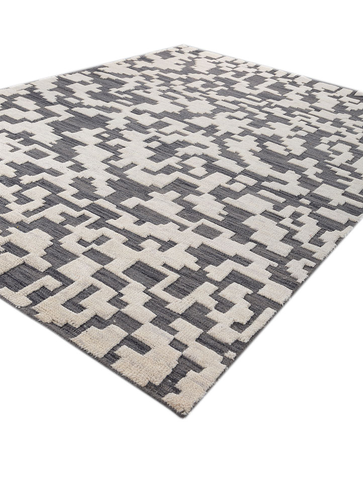 manifest grey and black wool hand knotted Rug - FloorShot