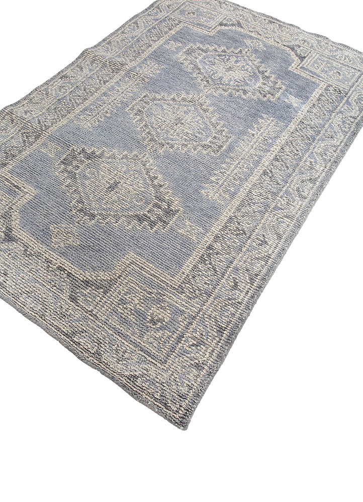 thyme blue wool hand knotted Rug - FloorShot