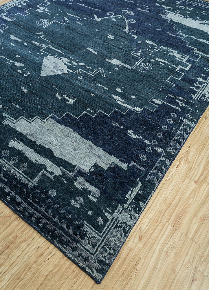 viscaya blue wool hand knotted Rug - FloorShot