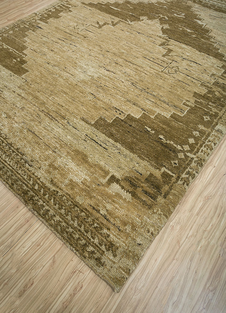 viscaya beige and brown wool hand knotted Rug - FloorShot