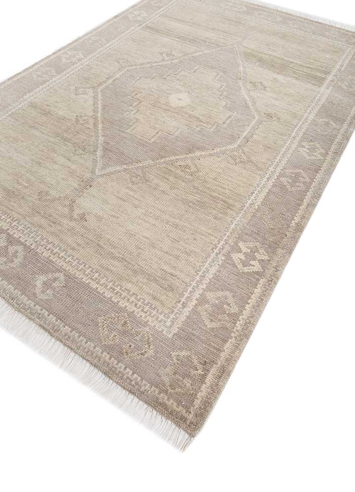 thyme beige and brown wool hand knotted Rug - FloorShot