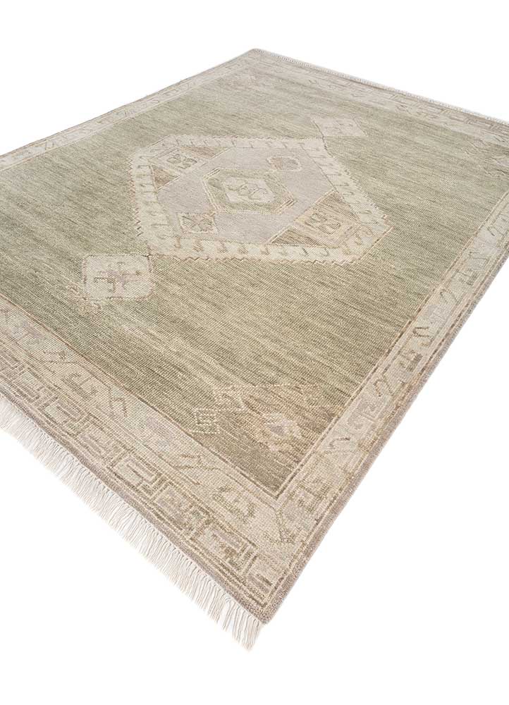 thyme green wool hand knotted Rug - FloorShot