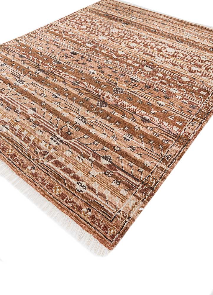 viscaya red and orange wool hand knotted Rug - FloorShot