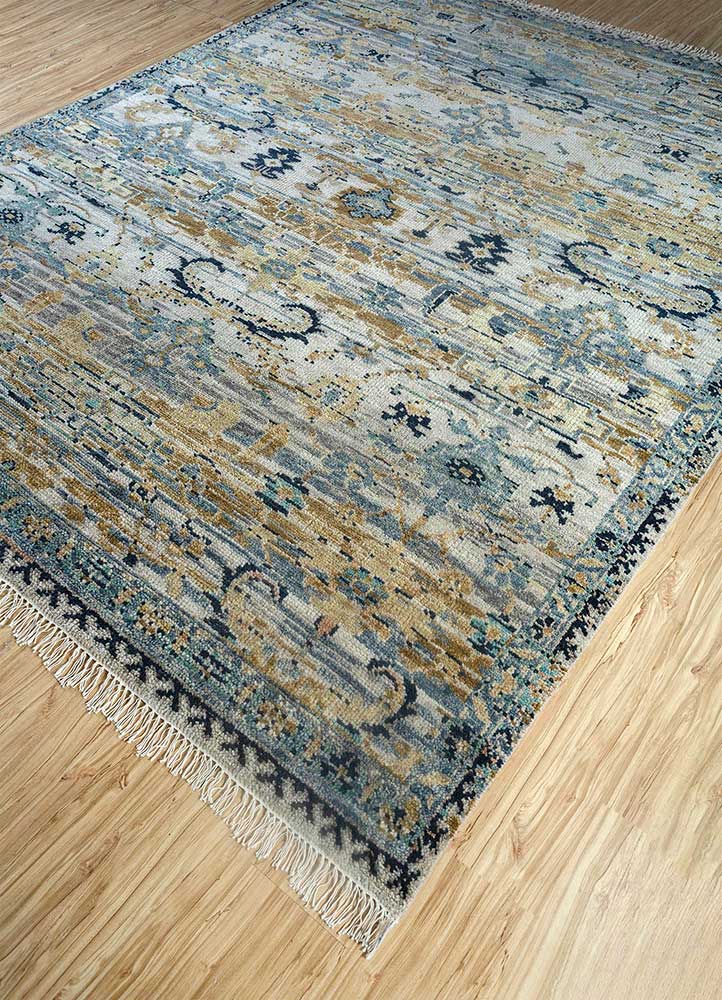 viscaya blue wool hand knotted Rug - FloorShot