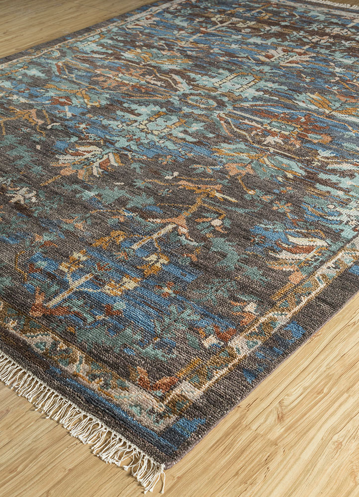 savana grey and black wool hand knotted Rug - FloorShot