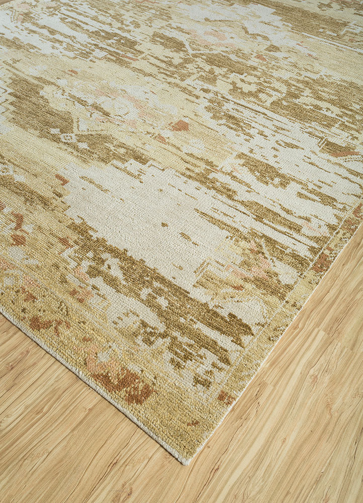 viscaya beige and brown wool hand knotted Rug - FloorShot