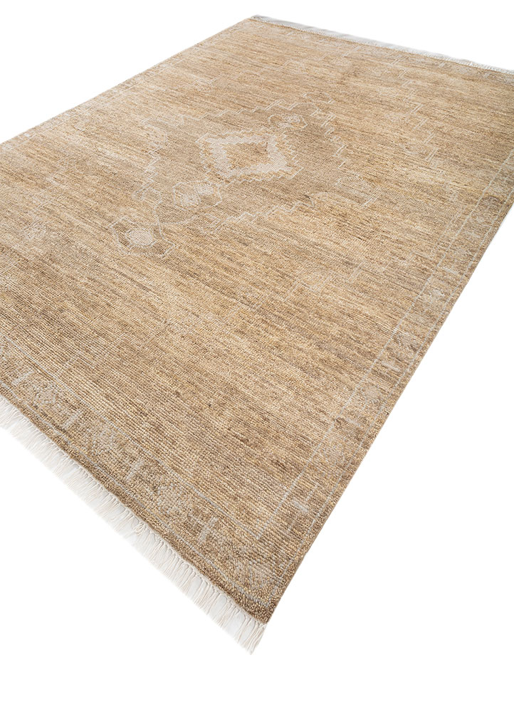 thyme beige and brown wool hand knotted Rug - FloorShot