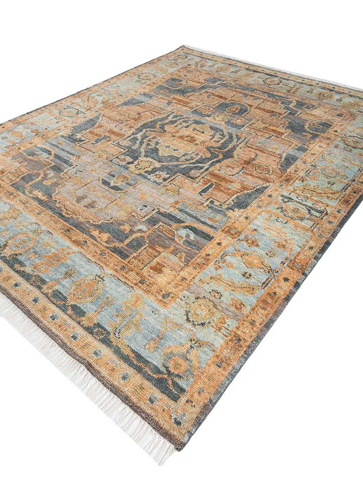 viscaya blue wool hand knotted Rug - FloorShot
