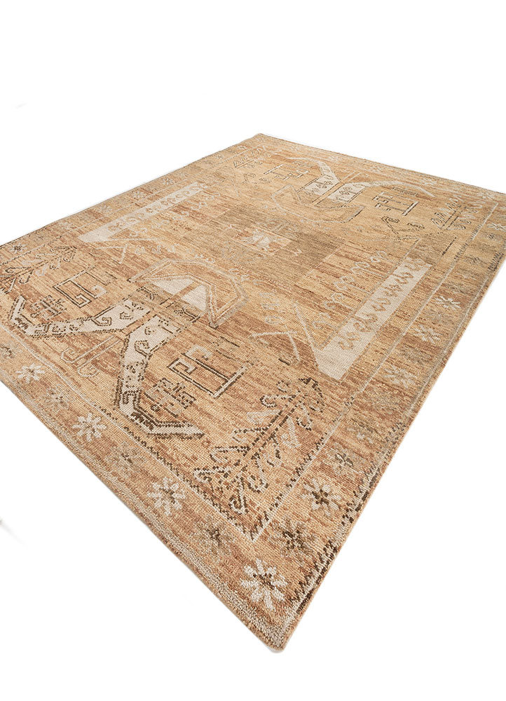 thyme red and orange wool hand knotted Rug - FloorShot