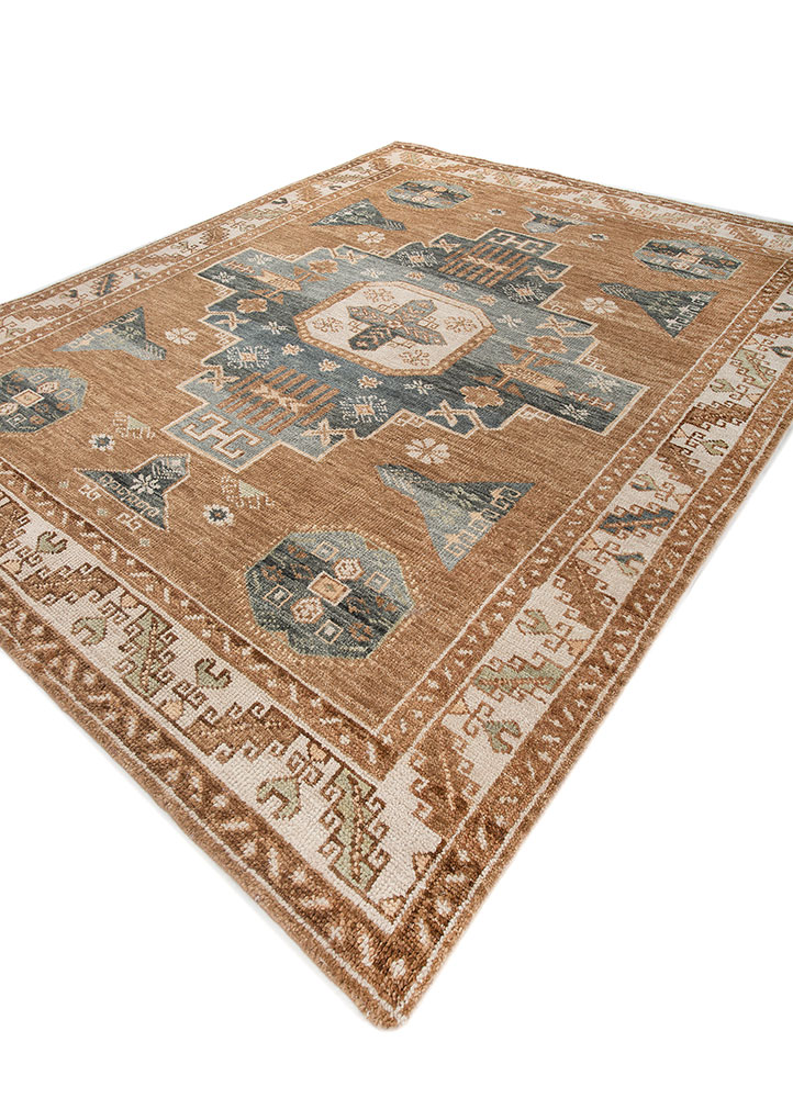 thyme beige and brown wool hand knotted Rug - FloorShot