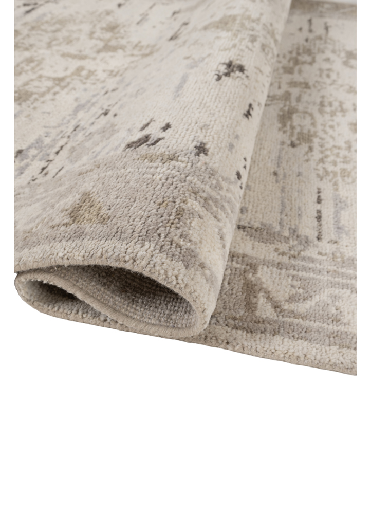 savana beige and brown wool hand knotted Rug - FloorShot