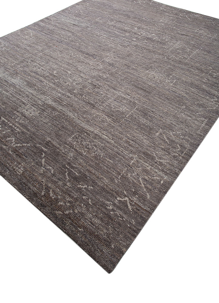 thyme grey and black wool hand knotted Rug - FloorShot