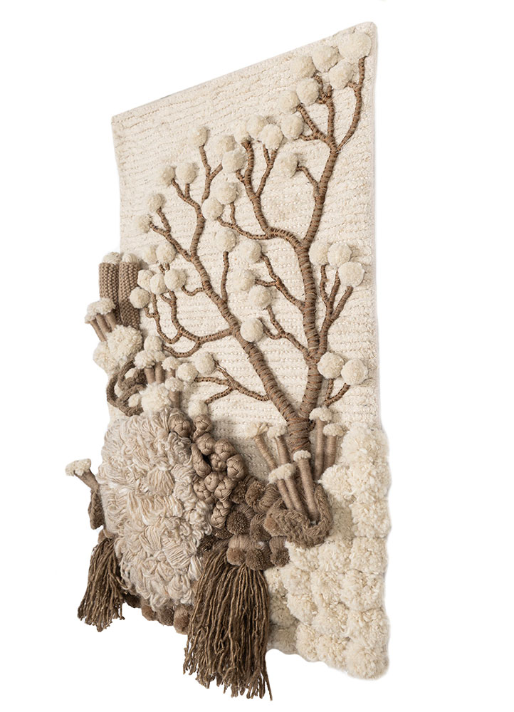 wall installation ivory wool & bamboo silk & zari wall art WALL ART & TAPESTRY - FloorShot