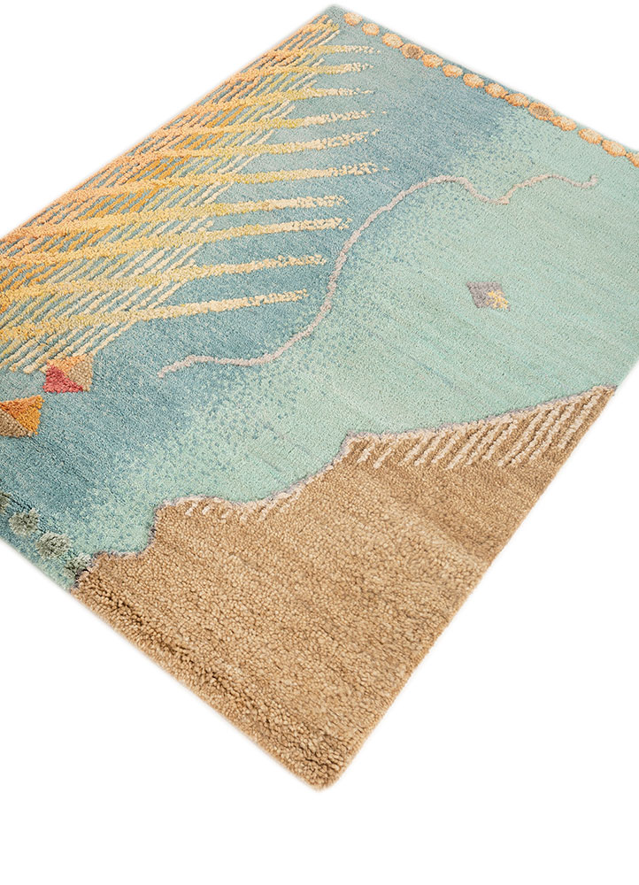 aprezo blue wool and bamboo silk hand knotted Rug - FloorShot