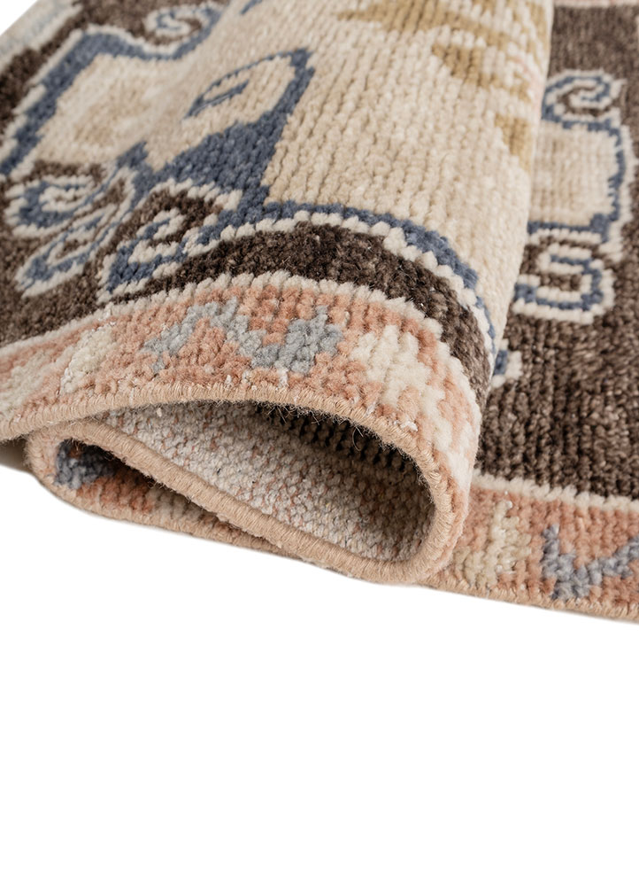 zuri beige and brown wool hand knotted Rug - FloorShot