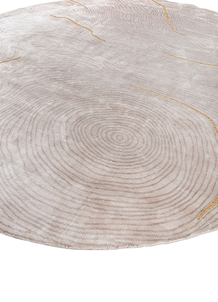 azalea ivory bamboo silk and zari hand knotted Rug - FloorShot