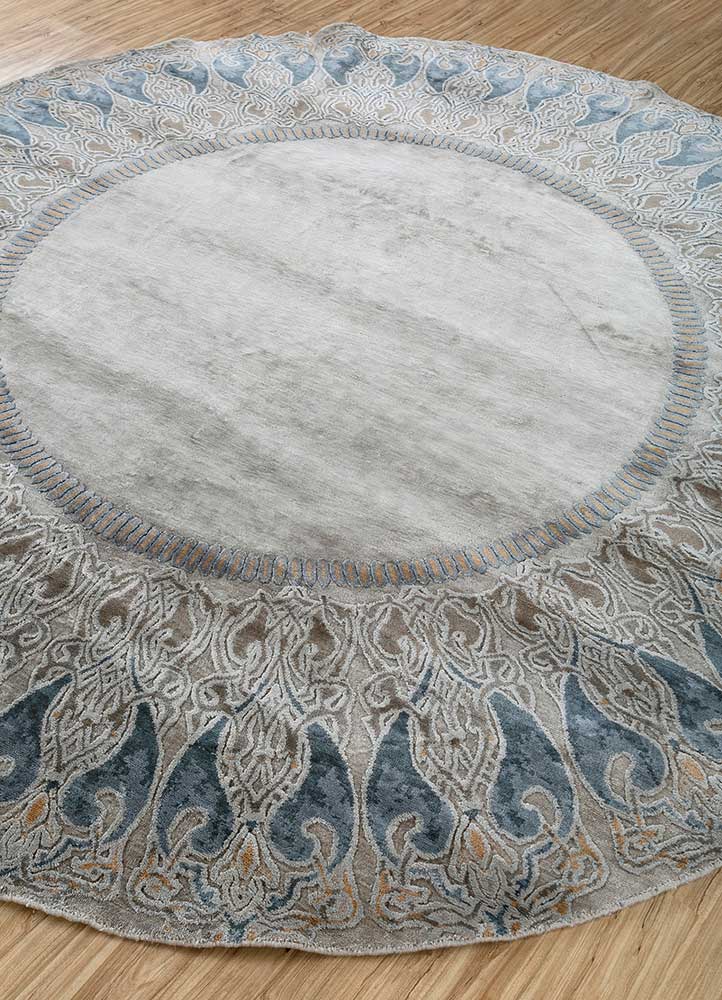 woven gems grey and black silk hand knotted Rug - FloorShot