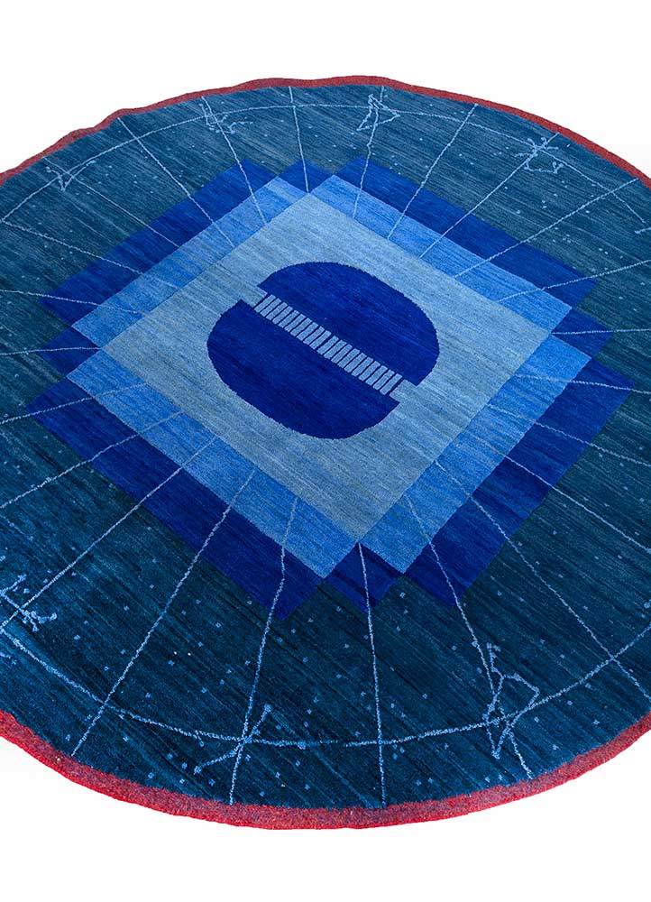 brahmaand blue wool hand knotted Rug - FloorShot