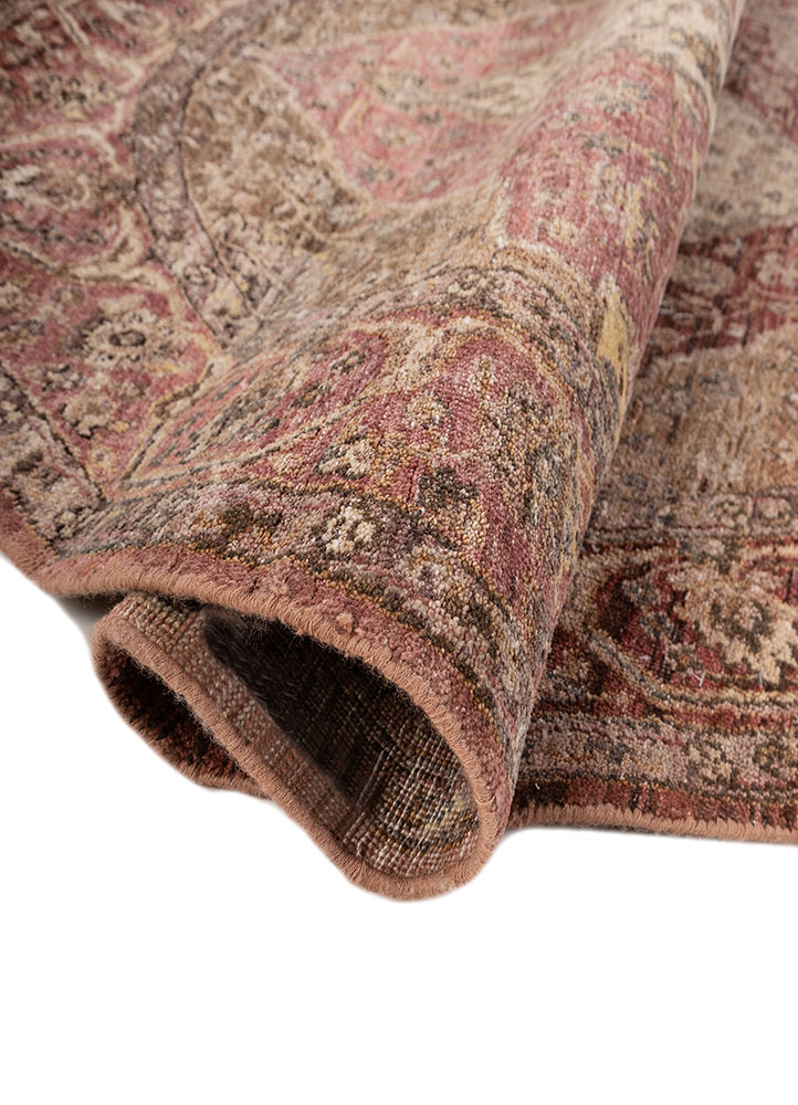 someplace in time red and orange afghan wool hand knotted Rug - FloorShot