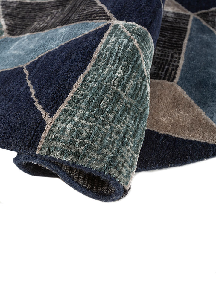 chaos theory by kavi blue wool and bamboo silk hand knotted Rug - FloorShot