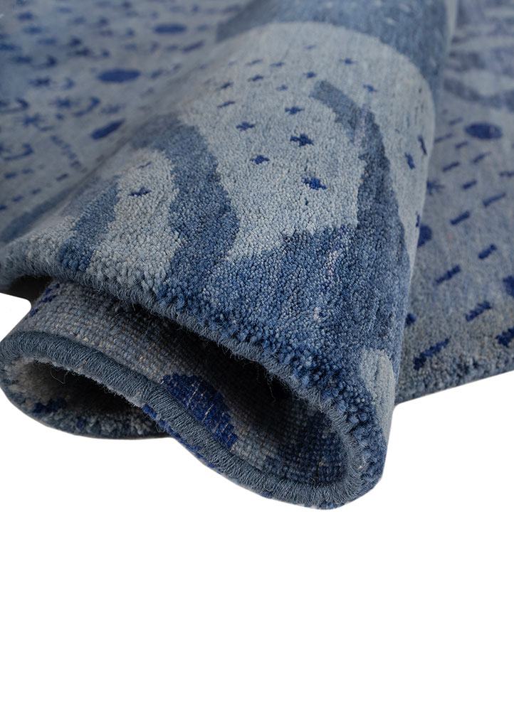 manchaha blue wool hand knotted Rug - FloorShot
