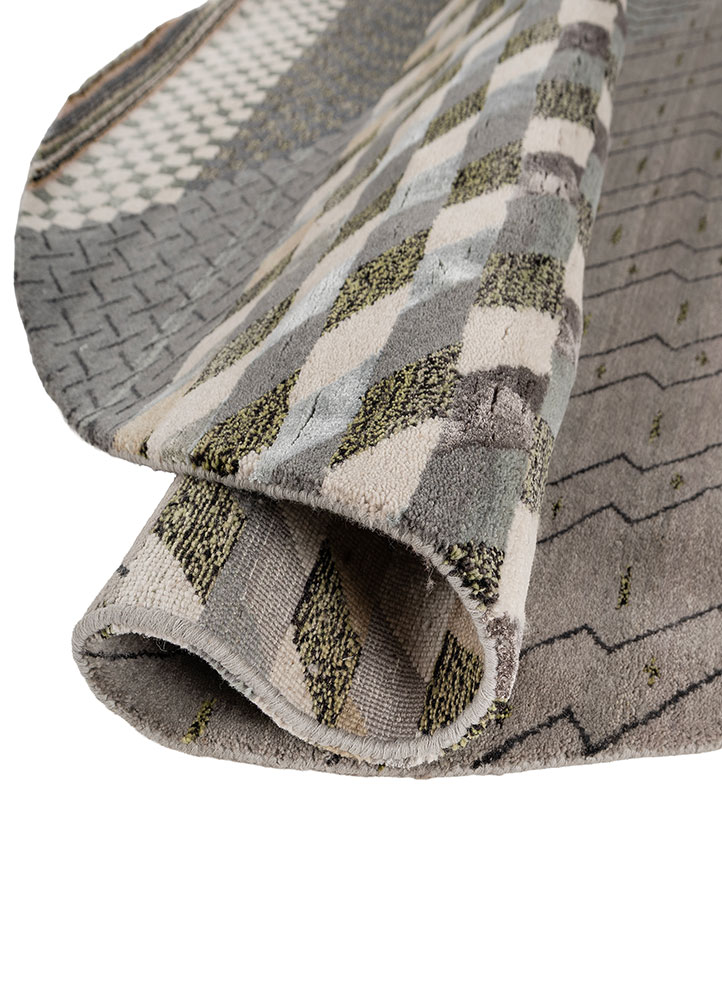 manchaha blue wool and bamboo silk hand knotted Rug - FloorShot