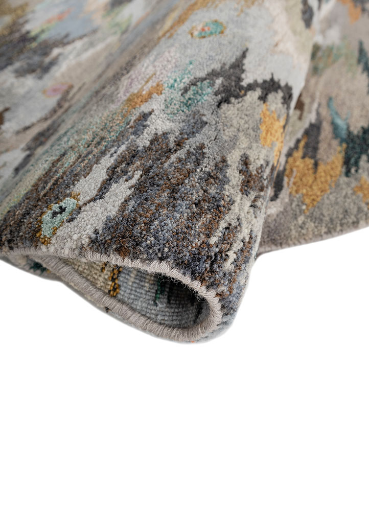 manchaha grey and black wool and bamboo silk hand knotted Rug - FloorShot