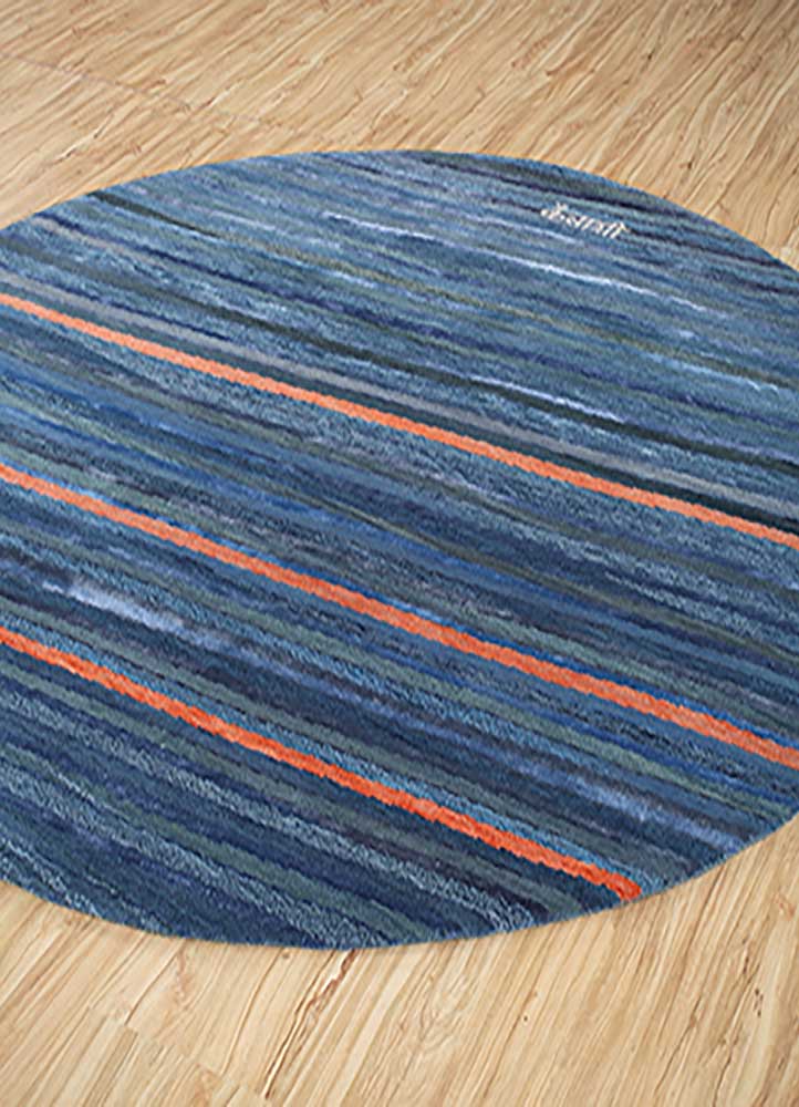 manchaha blue wool and bamboo silk hand knotted Rug - FloorShot
