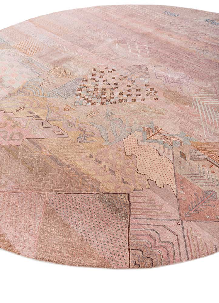 manchaha pink and purple wool and bamboo silk hand knotted Rug - FloorShot