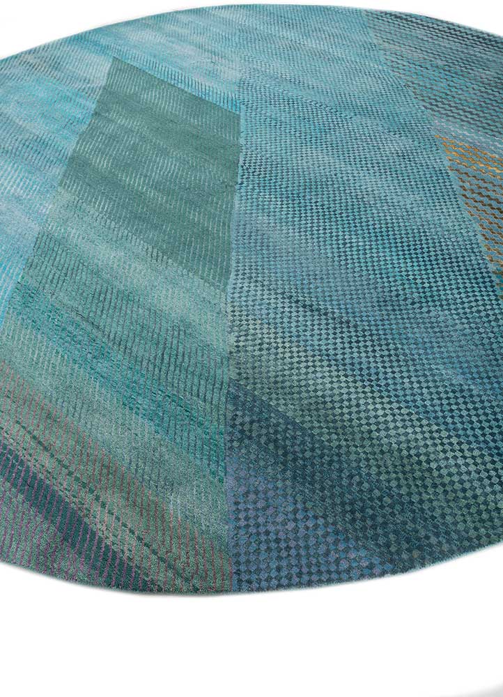 manchaha blue wool and bamboo silk hand knotted Rug - FloorShot