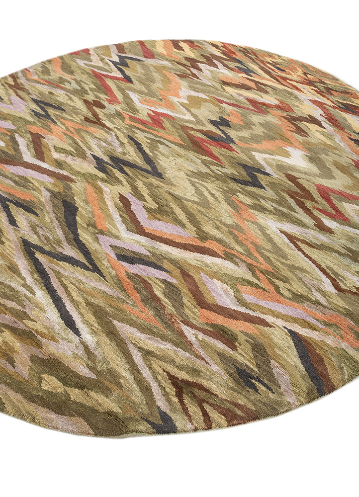 manchaha green wool and bamboo silk hand knotted Rug - FloorShot