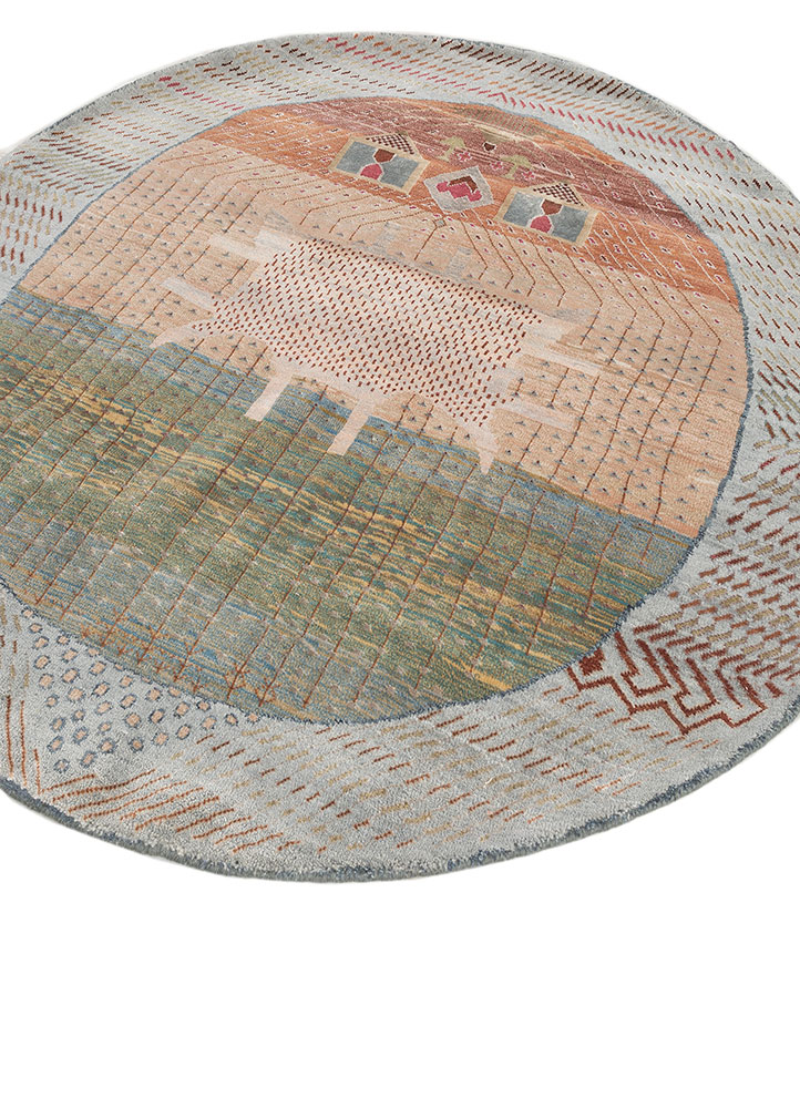 manchaha blue wool and bamboo silk hand knotted Rug - FloorShot