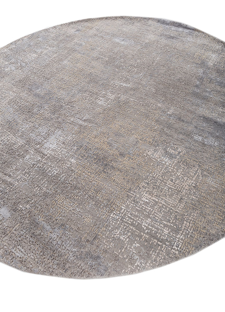 uvenuti grey and black wool and bamboo silk hand knotted Rug - FloorShot