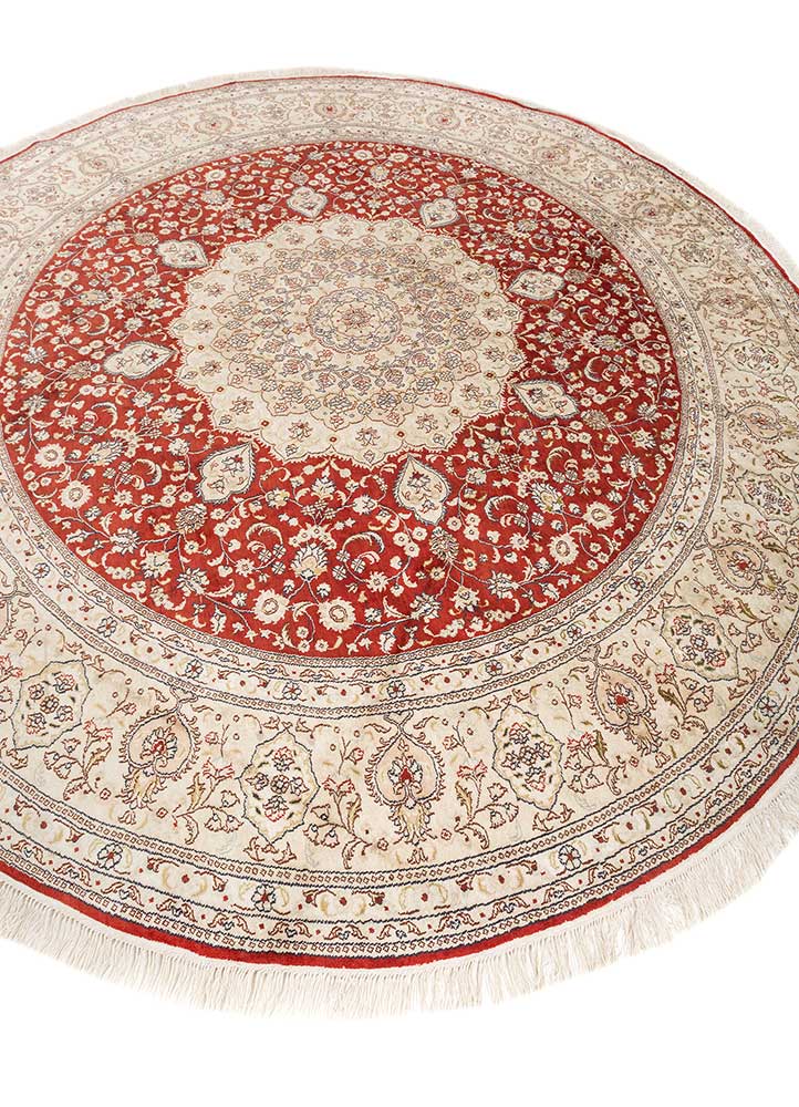 gulmarg red and orange silk hand knotted Rug - FloorShot