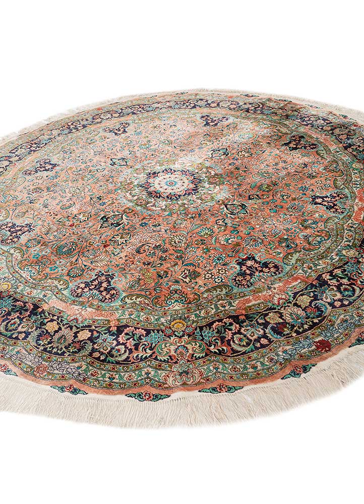 gulmarg pink and purple silk hand knotted Rug - FloorShot