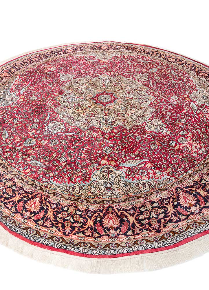 gulmarg red and orange silk hand knotted Rug - FloorShot